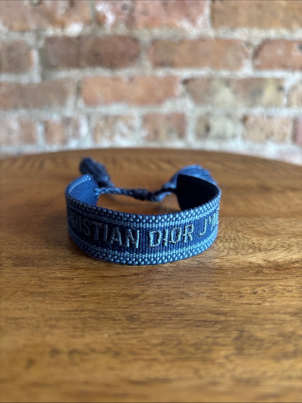 Dior Navy and Light Blue Woven Logo Bracelet